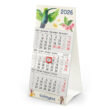 Tischkalender 2026 mit Firmenlogo: Detailansicht einer nachhaltigen Beispiel-Werbefläche.