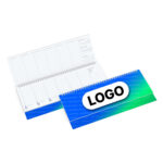 Tischkalender mit Logo 2026, Hauptansicht mit deutlicher Werbefläche für dein Branding.